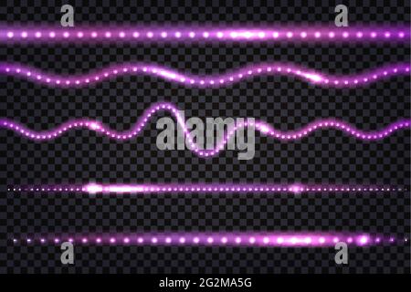 Led strips with neon glow effect isolated on transparent background ...