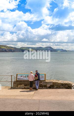 The new sea defences east of Lyme Regis town on the Jurassic Coast, Dorset, UK Stock Photo