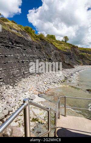 The new sea defences east of Lyme Regis town on the Jurassic Coast, Dorset, UK Stock Photo