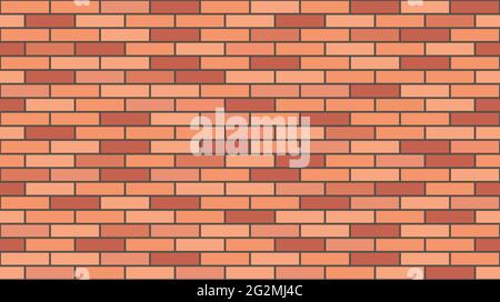 Brick wall texture, seamless pattern. Background for house wall masonry. Red brick. Vector illustration Stock Vector