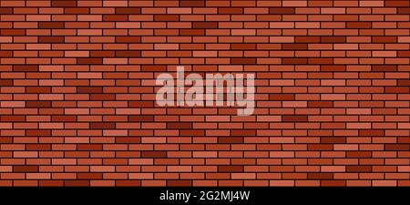 Brick wall background. Red and brown brick stones texture, building or house constructionl. Seamless pattern. Vector illustration Stock Vector