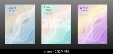 Brochure cover design. Set of templates, background for book, magazine, flyer, dvd cover, leaflet, booklet, office elements. Abstract geometric style. Stock Vector