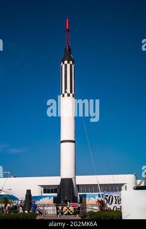 Cape Canaveral, Florida, United States - July 21 2012: NASA Mercury Redstone Rocket in the Rocket Garden at Kennedy Space Center