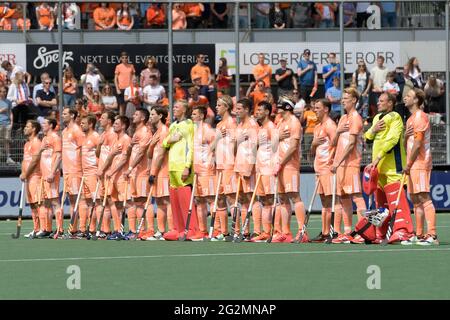 AMSTELVEEN, NETHERLANDS - JUNE 12: The Dutch national hockey team during the Euro Hockey Championships Men match between Germany and Netherlands at Wagener Stadion on June 12, 2021 in Amstelveen, Netherlands (Photo by Gerrit van Keulen/Orange Pictures) Stock Photo