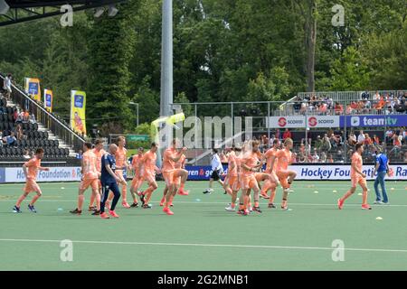 AMSTELVEEN, NETHERLANDS - JUNE 12: The Dutch national hockey team during the Euro Hockey Championships Men match between Germany and Netherlands at Wagener Stadion on June 12, 2021 in Amstelveen, Netherlands (Photo by Gerrit van Keulen/Orange Pictures) Stock Photo