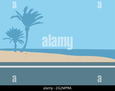 Beach road background illustration vector Stock Vector