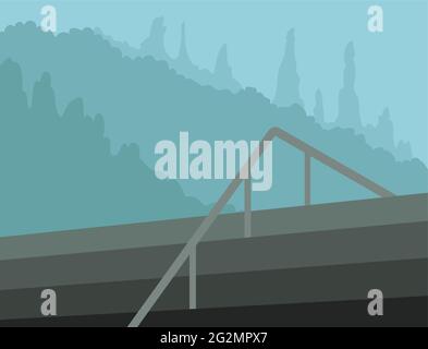Steps Background Illustration with mountain trees flat style vector Stock Vector