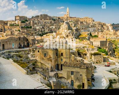 Suggestive view of the ancient town of Matera and its cobblestone alleys, Basilicata region, southern Italy Stock Photo