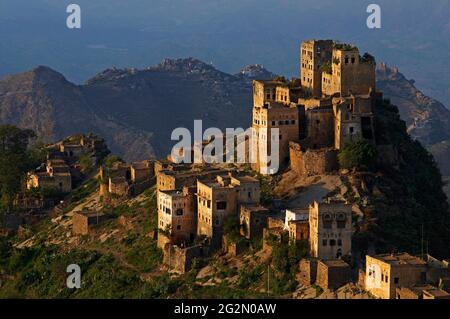 Yemen, central mountains, Al Jaray village, Al Mahwit region. Stock Photo