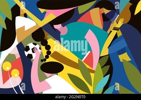 Abstract illustration of Indian women representing different walks of like.Concept for women's day Stock Vector