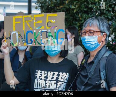 London UK 12 June 2021 Hong Kong Liberty Now, Democracy for Hong Kong (D4HK)、The year 2021 marks the 2nd anniversary of the 2019 Hong Kong Revolution, the 180th anniversary of modern Hong Kong and the 80th anniversary of the Battle of Hong Kong. Paul Quezada-Neiman/Alamy Live News Stock Photo