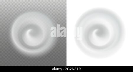 Cream swirl splash. Cosmetic foam, mousse or lotion. White creamy realistic texture. Isolated on transparent background, top view. Vector illustration Stock Vector