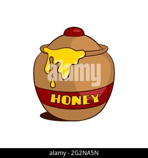 Honey pot cartoon illustration on white background Stock Vector