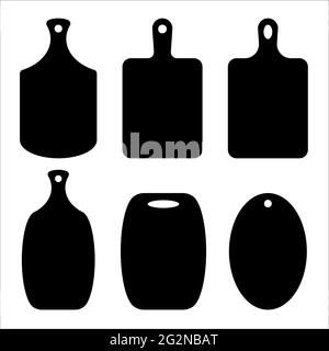 Cutting board set. Kitchen board contour. Boards for serving dishes, board for bread. Laser cutting, vector file. Stock Vector