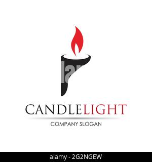 Candle light icon logo design vector template Stock Vector