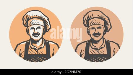 Chef portrait logo. Cooking, cuisine symbol vector illustration Stock Vector