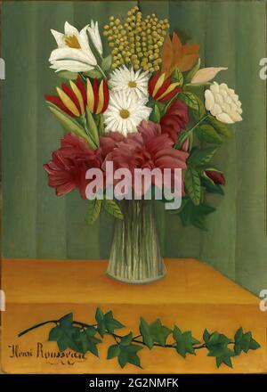 Henri Roussea Roses 'Flowers in a Vase' by Henri Rousseau (1844–1910) is an oil on canvas ...