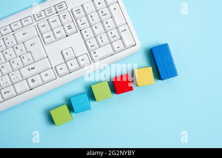 Stack of Sample Cube Rectangular Boxes On Surface Polished With Multi-Colour Stock Photo