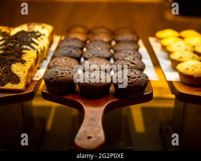 Assorted mini muffins on dessert buffet - muffin closeup Stock Photo