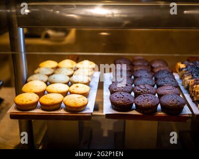 Assorted mini muffins on dessert buffet - muffin closeup Stock Photo