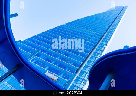 The Torre Espacio - Space Tower is a skyscraper in Madrid, Spain, measuring 230 metres tall and containing 57 floors. It is currently the fourth talle Stock Photo