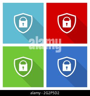 Shield with padlock vector icon, set of flat design symbols in eps 10 for webdesign and mobile apps