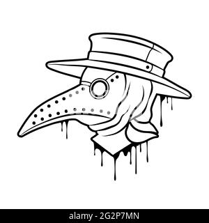 Plague doctor mask outline. Steampunk mask with beak. Vector clipart. Stock Vector