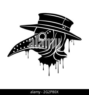 Plague doctor mask. Steampunk mask with beak. Vector clipart. Stock Vector