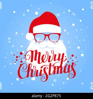 Merry Christmas greeting card with Santa and calligraphy. Stock Vector