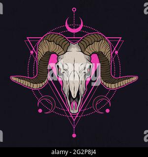 Rockhopper Ram Skull Illustration T-Shirt