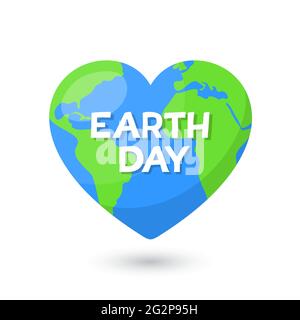 Earth day. Planet Earth in heart shape. Vector icon. Stock Vector