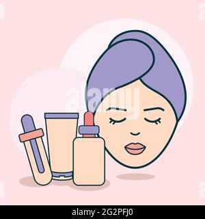 woman face and items Stock Vector
