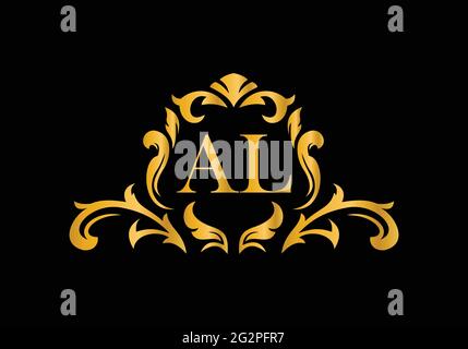 Luxury Alphabet letters AL. Golden Floral alphabet . Monogram initials perfectly for wedding invitations, greeting card, logo, and other design. Stock Vector
