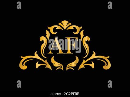 Luxury Alphabet letters AF. Golden Floral alphabet . Monogram initials perfectly for wedding invitations, greeting card, logo, and other design. Stock Vector