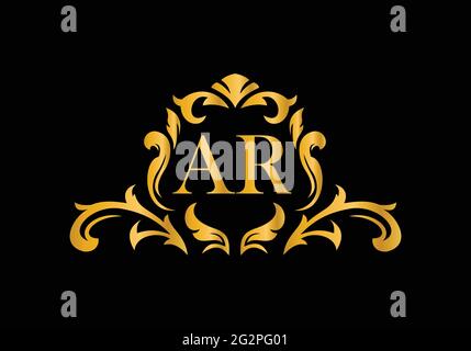 Luxury Alphabet letters AR. Golden Floral alphabet . Monogram initials perfectly for wedding invitations, greeting card, logo, and other design. Stock Vector