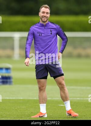 File photo dated 27-05-2019 of Tottenham Hotspur's Christian Eriksen during the training session at Enfield Training Ground, London. Issue date: Saturday June 12, 2021. Stock Photo