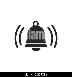 Ringing bell sign, jingle icon on white background Stock Vector