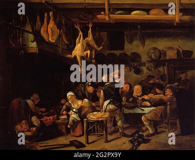 Jan Steen -  Fat Kitchen C 1650 Stock Photo