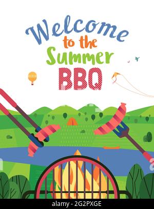 Barbecue skewers poster Stock Vector Image & Art - Alamy