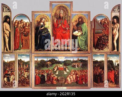 Jan Van Eyck -  the Ghent Altarpiece Open 1432 Stock Photo