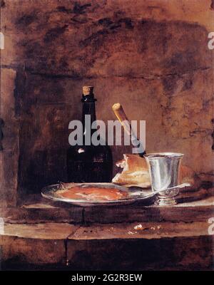 Jean Baptiste Simeon Chardin -  Left Overs Lunch Also Called Silver Goblet Stock Photo