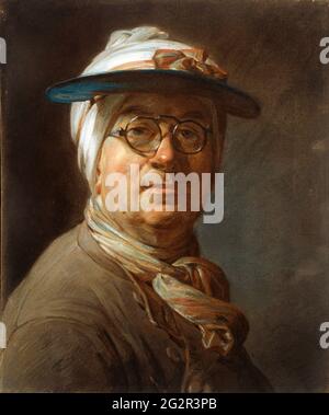 Jean Baptiste Simeon Chardin -  Self Portrait with a Visor Stock Photo