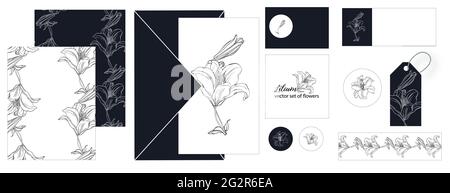 set of postcards with Lily flowers Stock Vector Image & Art - Alamy
