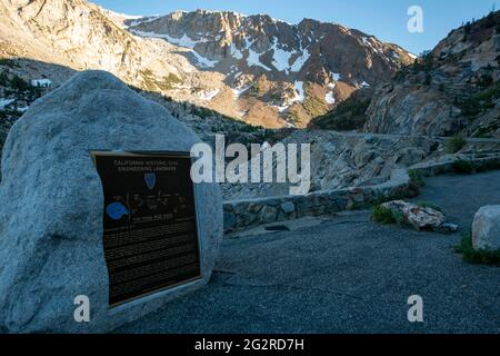 Tioga Pass is outside of the east gate of Yosemite National Park and the state highway is at the highest elevation in California. Stock Photo