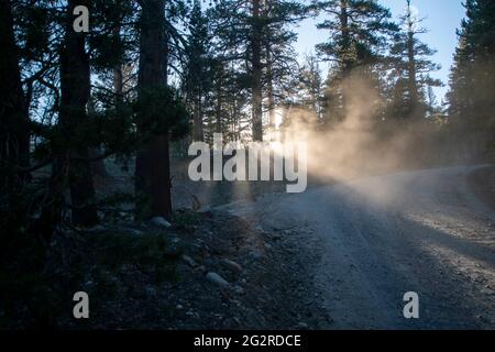 Tioga Pass is outside of the east gate of Yosemite National Park and the state highway is at the highest elevation in California. Stock Photo