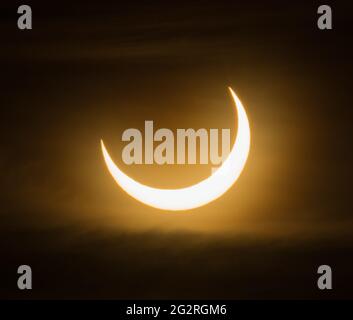 Annular eclipse over Montreal sky Stock Photo