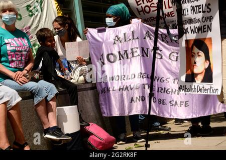 A demonstration against the deportation of Osime Brown held outside the Home Office in London Saturday 13th June 2021 Stock Photo