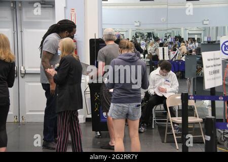 New York, USA. 12th June, 2021. (NEW) Early Voting for Mayoral Primary Election in New York City. June 12, 2021, New York, USA: Early voting for Mayoral primary election begins today (12) and goes on till June 20. Voters can select up to 5 candidates in a ranked choice voting. The New York City primary election day is set for June 22. Credit: Niyi Fote/TheNews2 Credit: Niyi Fote/TheNEWS2/ZUMA Wire/Alamy Live News Stock Photo