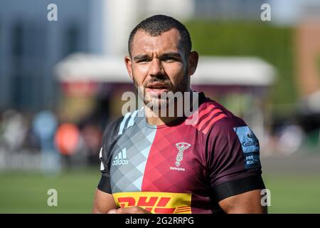 LONDON, UNITED KINGDOM. 12th, Jun 2021. Joe Marchant of Harlequins during Gallagher Premiership Rugby Match between Harlequins vs Newcastle Falcons at Twickenham Stoop Stadium on Saturday, 12 June 2021. LONDON ENGLAND.  Credit: Taka G Wu/Alamy Live News Stock Photo