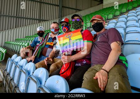 LONDON, UNITED KINGDOM. 12th, Jun 2021. The fans during Gallagher Premiership Rugby Match between Harlequins vs Newcastle Falcons at Twickenham Stoop Stadium on Saturday, 12 June 2021. LONDON ENGLAND.  Credit: Taka G Wu/Alamy Live News Stock Photo